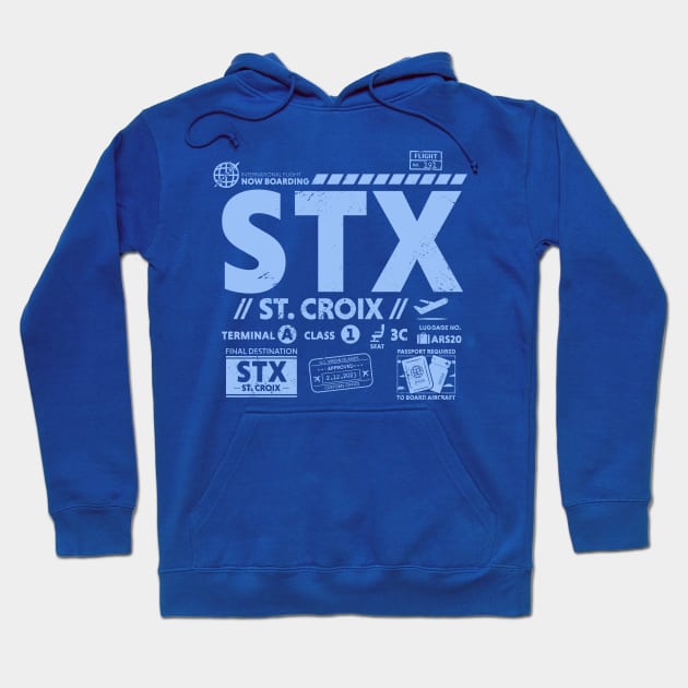 Vintage St. Croix STX Airport Code Travel Day Retro Travel Tag USVI Hoodie by Now Boarding